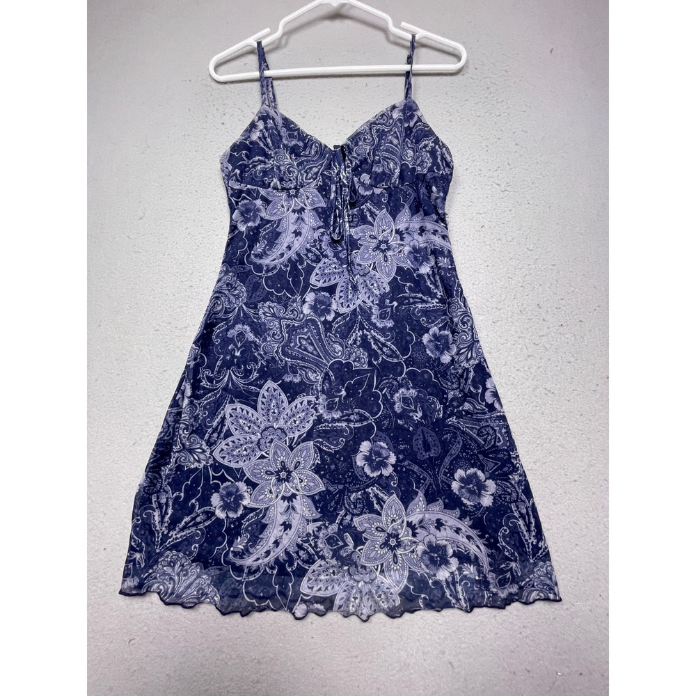 Milumia Cami Dress Mesh Polyester Elastane Blue Floral Paisley Medium Womens